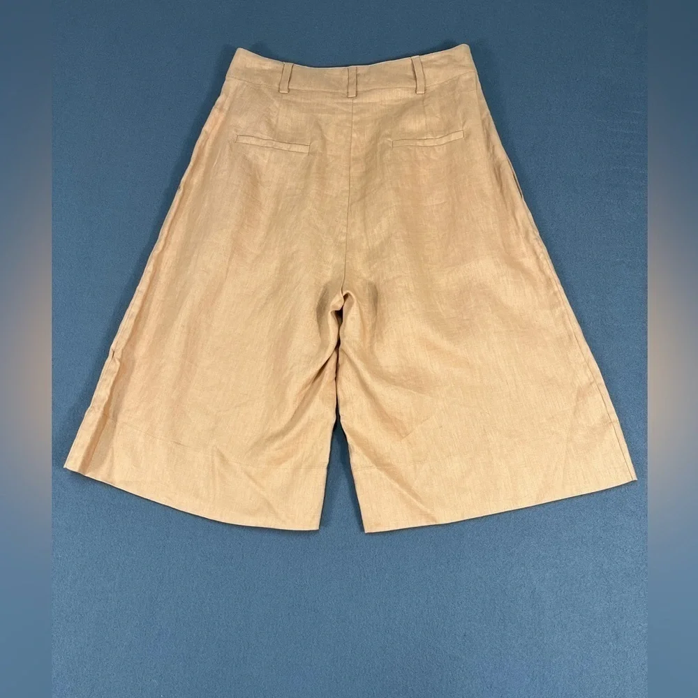 NEW NICHOLAS Delfina Longline Linen Shorts in Twig
